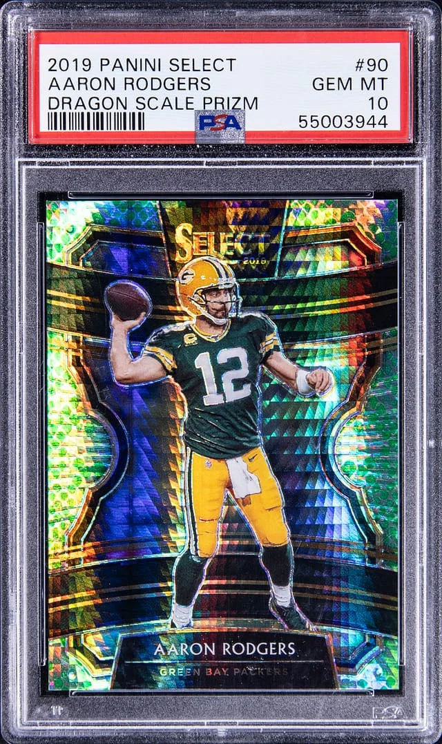 2019 Panini Select Aaron Rodgers Dragon Scale Prizm #90 card image