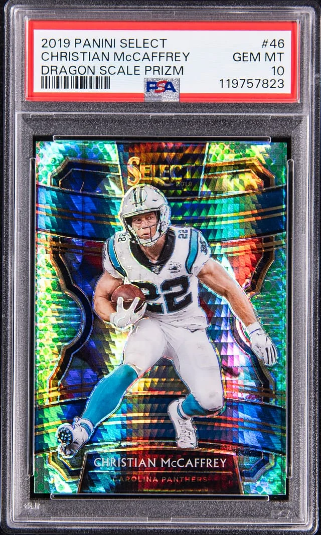 2019 Panini Select Christian McCaffrey Dragon Scale Prizm #46 card image