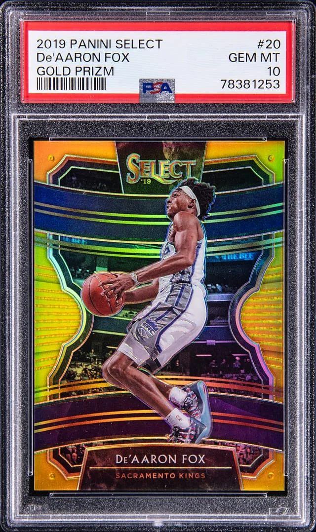 2019 Panini Select De'Aaron Fox Gold Prizm #20 card image