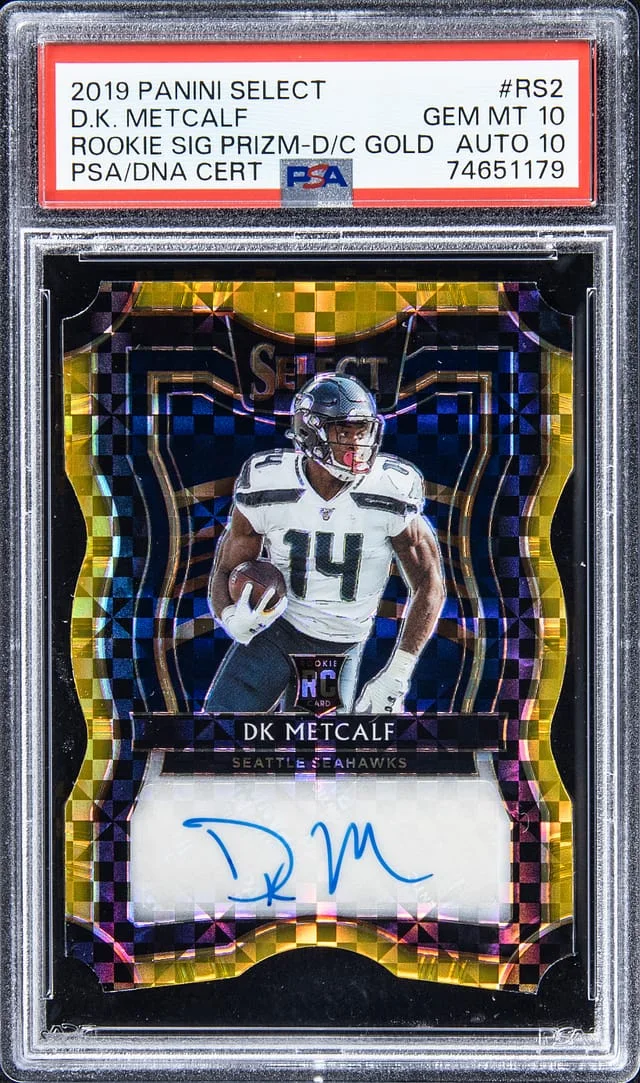 2019 Panini Select DK Metcalf Signature Prizm Die-Cut Gold #RS-2 card image