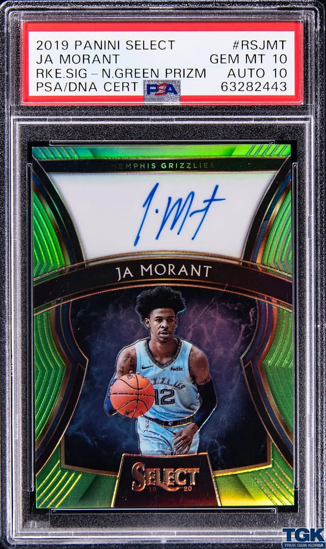 2019 Panini Select Ja Morant Signatures Neon Green #RSJMT card image