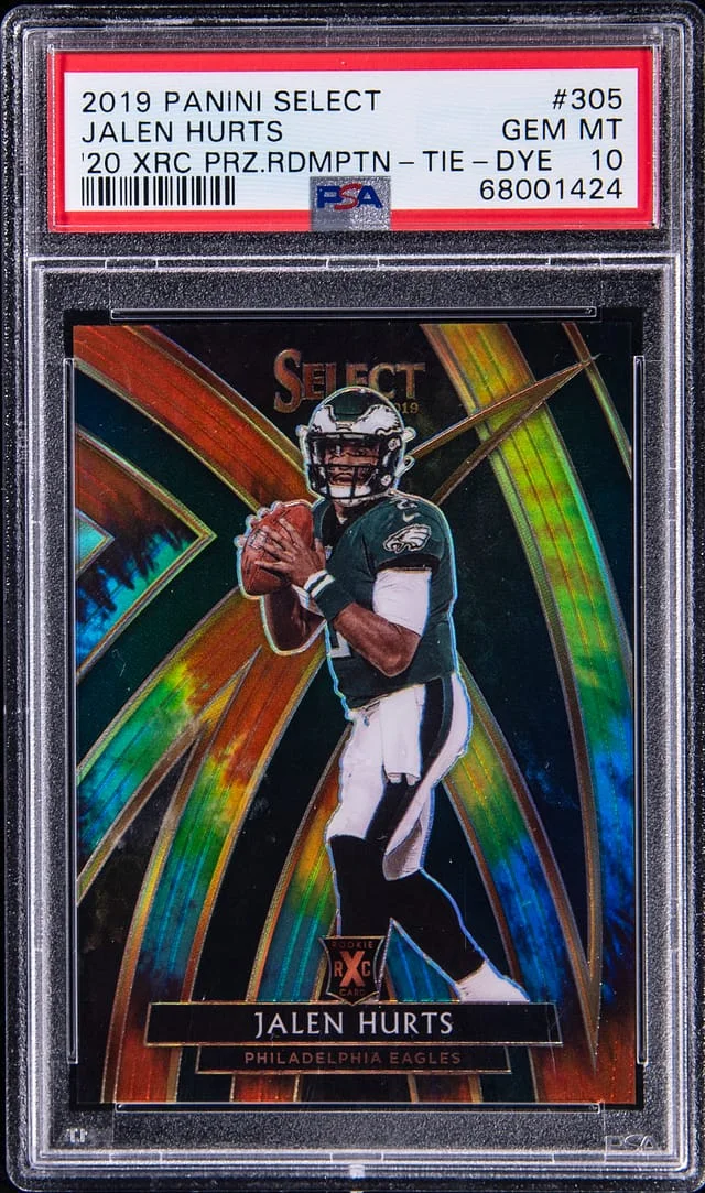 2019 Panini Select Jalen Hurts 20 XRC Prizm Redemption Tie-Dye #305 card image