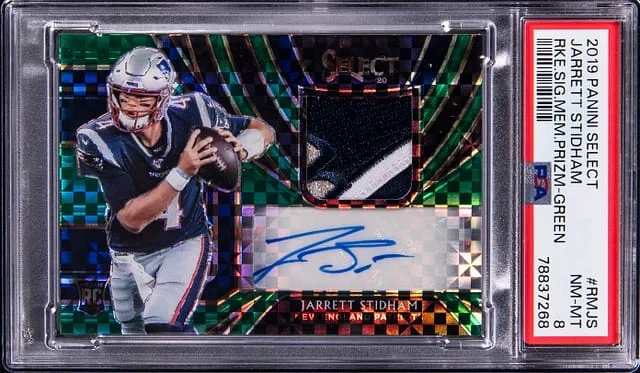 2019 Panini Select Jarrett Stidham Signature Memorabilia Green Prizm #RM-JS card image