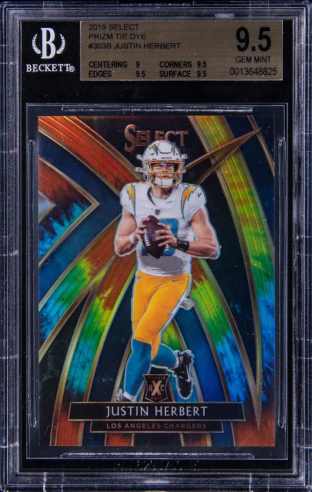 2019 Panini Select Justin Herbert 2020 XRC Tie-Dye Prizm Redemption #303B card image