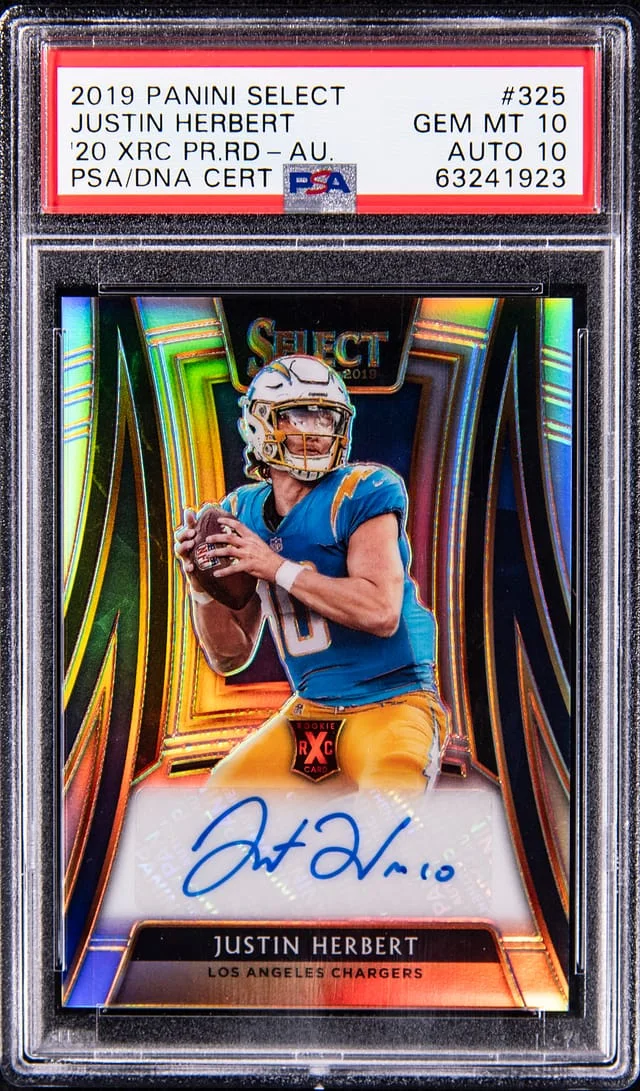 2019 Panini Select Justin Herbert 20 XRC Prizm Redemption Autograph #325 card image