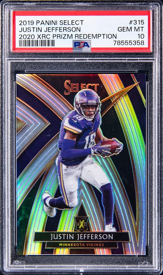 2019 Panini Select Justin Jefferson 2020 XRC Prizm Redemption #315 card image