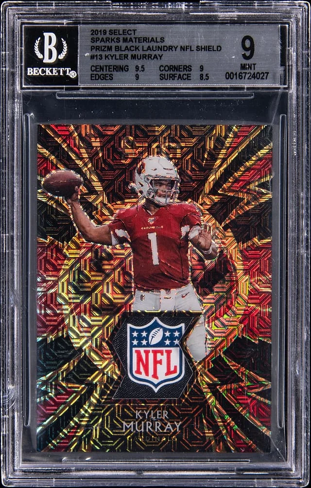 2019 Panini Select Kyler Murray Sparks Materials Laundry NFL Shield Black Prizm #13 card image
