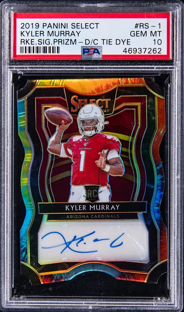 2019 Panini Select Kyler Murray Signatures Die-Cut Tie Dye Prizm #RS-1 card image