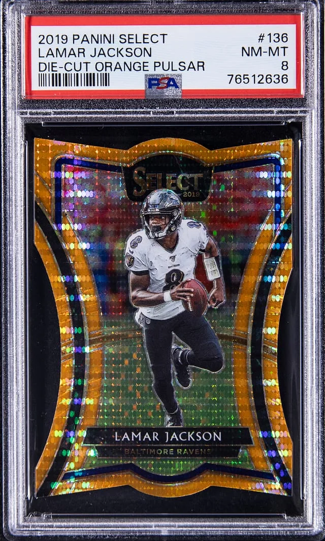 2019 Panini Select Lamar Jackson Die-Cut Purple Prizm #136 card image