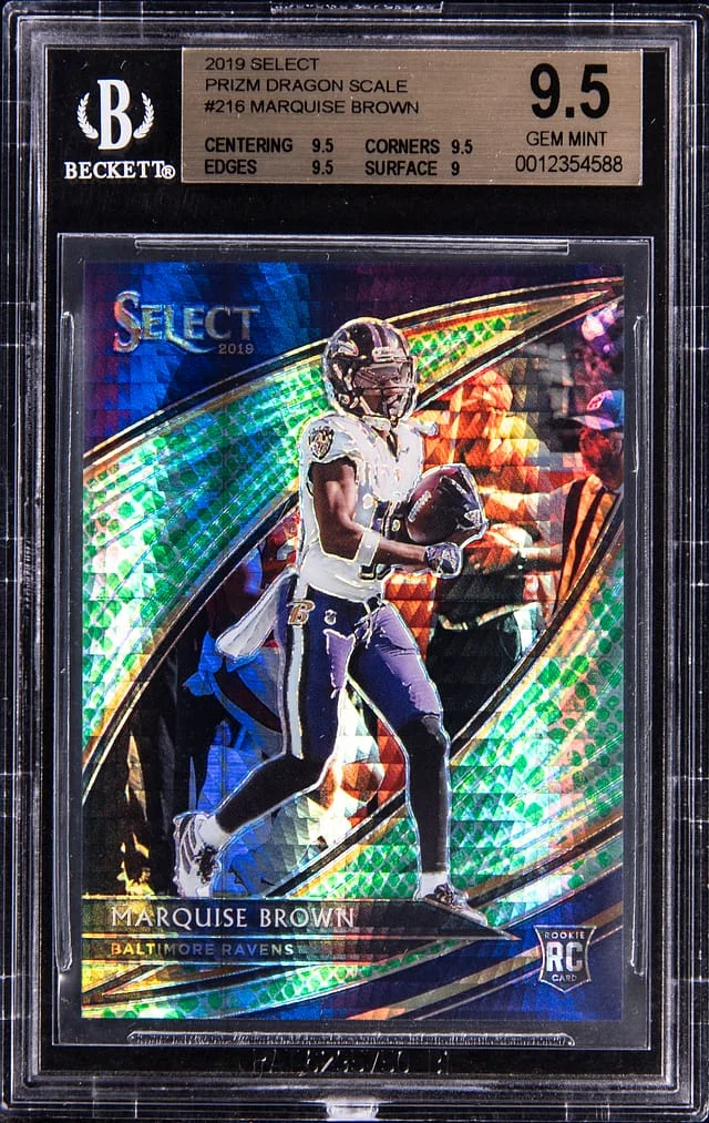 2019 Panini Select Marquise Brown Prizm Dragon Scale #216 card image