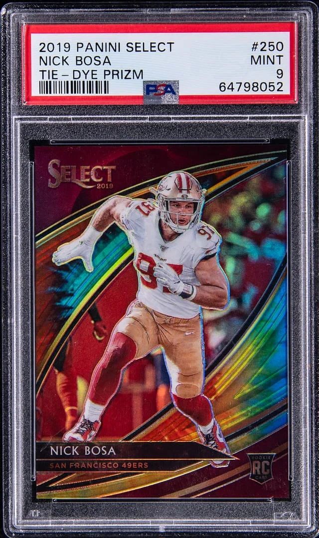 2019 Panini Select Nick Bosa Tie-Dye Prizm #250 card image