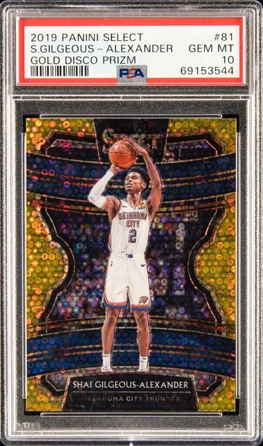 2019 Panini Select Shai Gilgeous-Alexander Gold Disco Prizm #81 card image