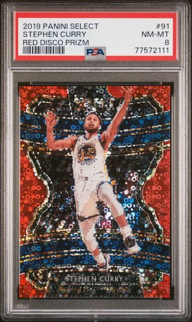 2019 Panini Select Stephen Curry Blue Disco Prizm #91 card image