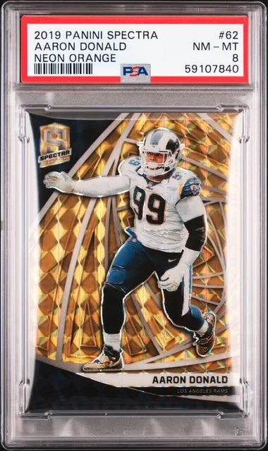 2019 Panini Spectra Aaron Donald Neon Orange #62 card image