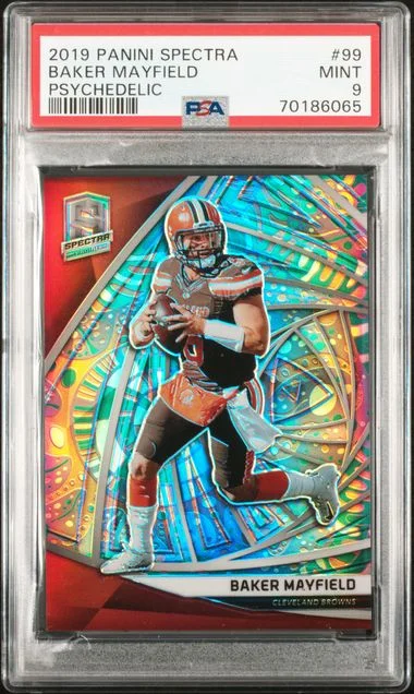 2019 Panini Spectra Baker Mayfield Psychedelic #99 card image