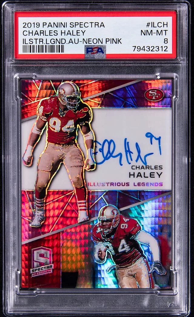 2019 Panini Spectra Charles Haley Illustrious Legends Autograph Neon Pink #IL-CH card image