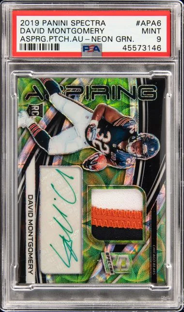 2019 Panini Spectra David Montgomery Aspiring Patch Autographs Neon Green #APA6 card image