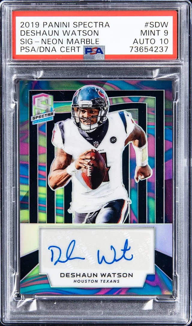 2019 Panini Spectra Deshaun Watson Signatures Neon Marble #S-DW card image