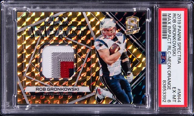 2019 Panini Spectra Rob Gronkowski Max Impact Relic Neon Orange #MI-44 card image