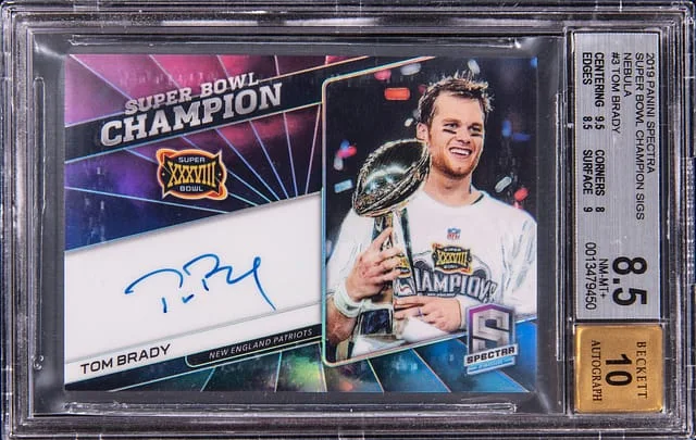 2019 Panini Spectra Tom Brady Super Bowl Champion Signatures Nebula #SBS-TB card image