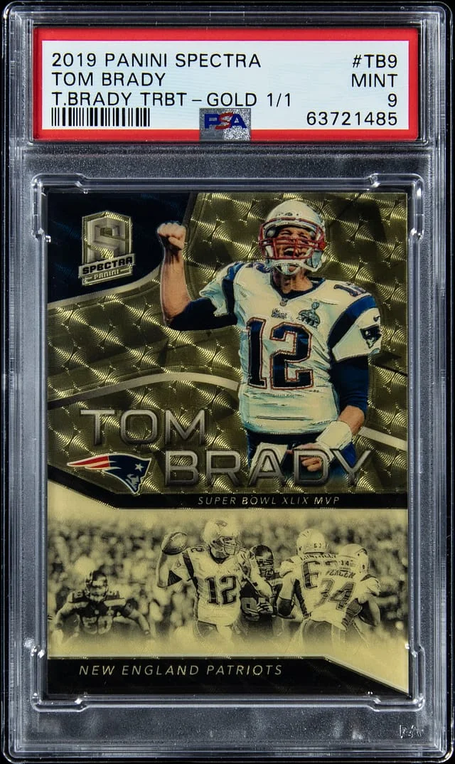2019 Panini Spectra Tom Brady Tribute Gold #TB-9 card image