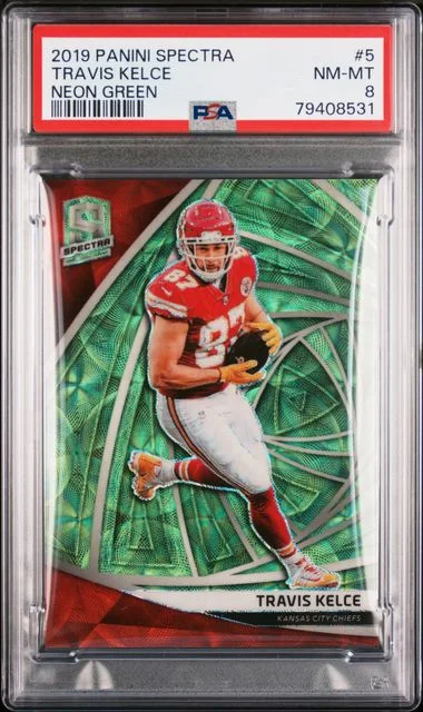 2019 Panini Spectra Travis Kelce Neon Green #5 card image