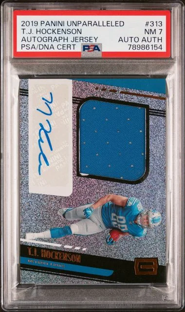 2019 Panini T.J. Hockenson Unparalleled Autograph Jersey #313 card image