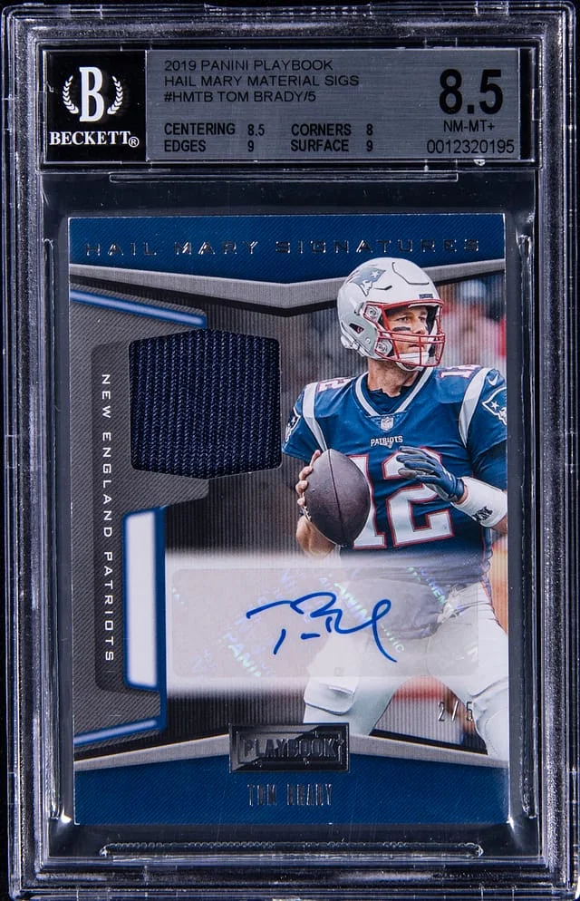 2019 Panini Tom Brady Playbook Hail Mary Materials Signatures #HM-TB card image