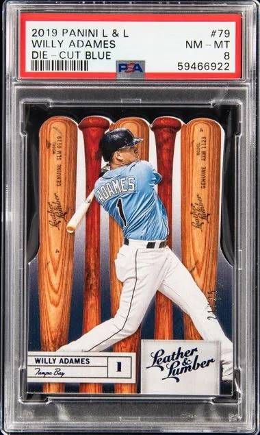 2019 Panini Willy Adames Leather & Lumber Die-Cut Blue #79 card image