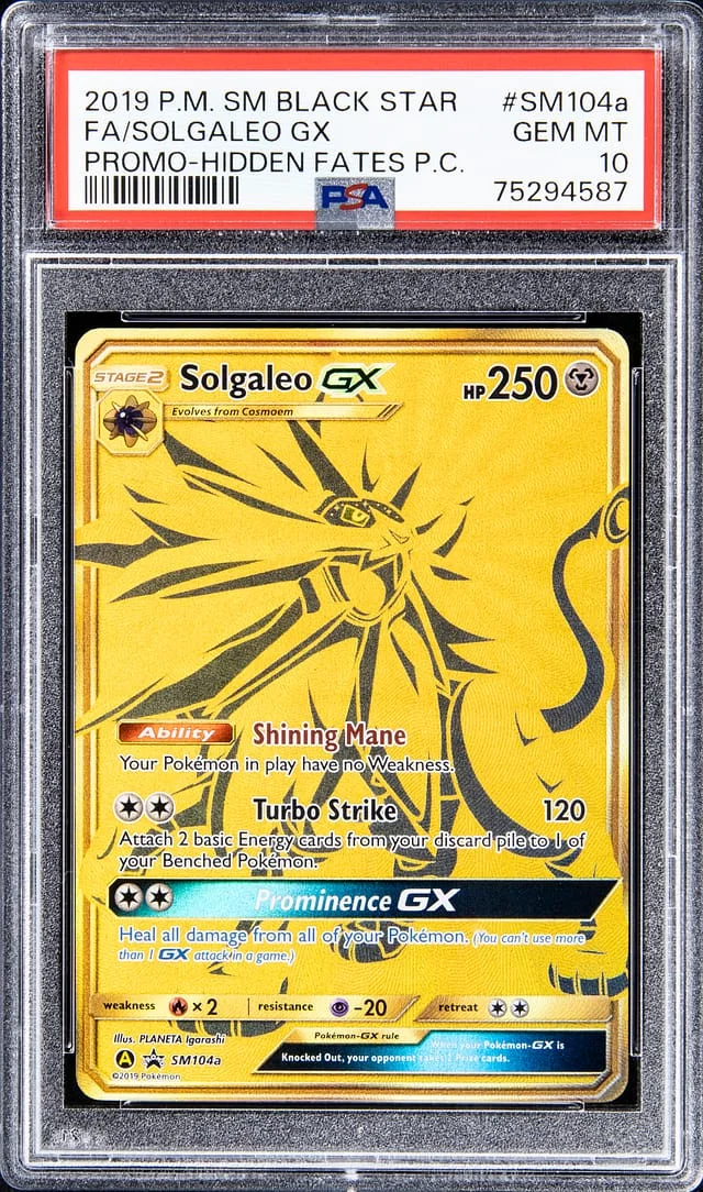 2019 P.M SM Black Star Promo - Hidden Fates P.C Solgaleo GX #SM104a card image