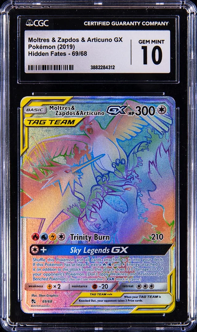 2019 Pokemon Hidden Fates Moltres & Zapdos & Articuno GX #69 card image