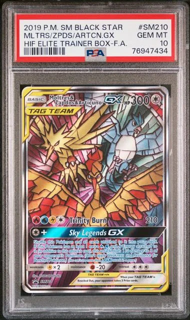 2019 Pokemon Sm Black Star Promo Hidden Fates Elite Trainer Box Full Art/Moltres & Zapdos & Articuno Gx #Sm210 card image