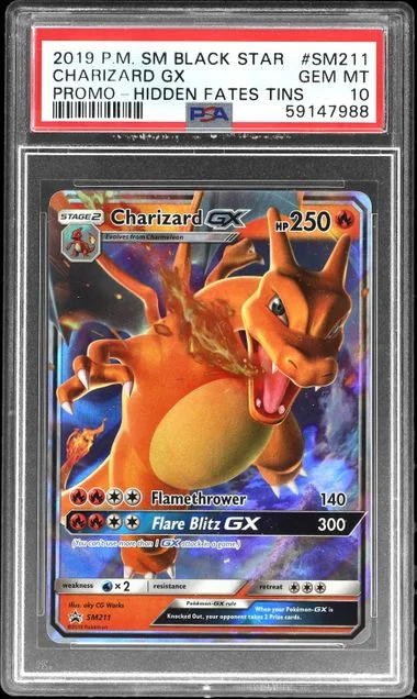 2019 Pokemon SM Black Star Promo Hidden Fates Tins Charizard GX #SM211 card image