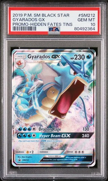 2019 Pokemon Sm Black Star Promo Hidden Fates Tins Gyarados Gx #SM212 card image