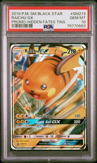 2019 Pokemon Sm Black Star Promo Hidden Fates Tins Raichu Gx #Sm213 card image