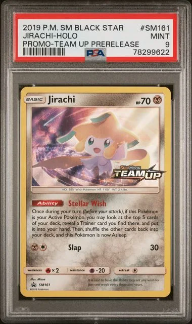 2019 Pokemon Sm Black Star Promo Team Up Prerelease Jirachi-Holo #SM161 card image