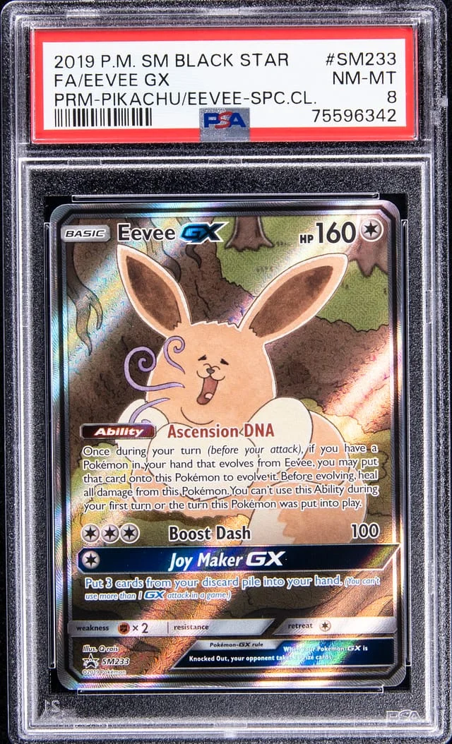 2019 Pokemon Sun and Moon Black Star Promo Pikachu/Eevee Special Collection Full Art Holofoil Eevee GX #SM233 card image
