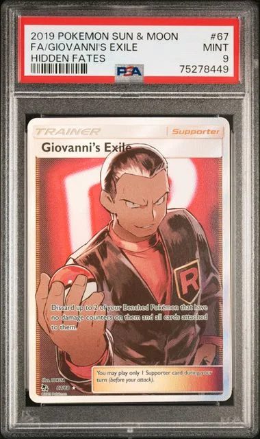 2019 Pokemon Sun and Moon Hidden Fates Full Art Giovanni's Exile #67 card image