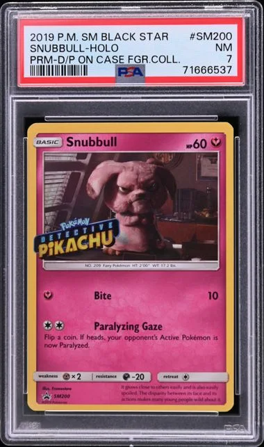2019 Pokemon Sun & Moon Black Star Promo Detective Pikachu On The Case Figure Collection Holofoil Snubbull #SM200 card image