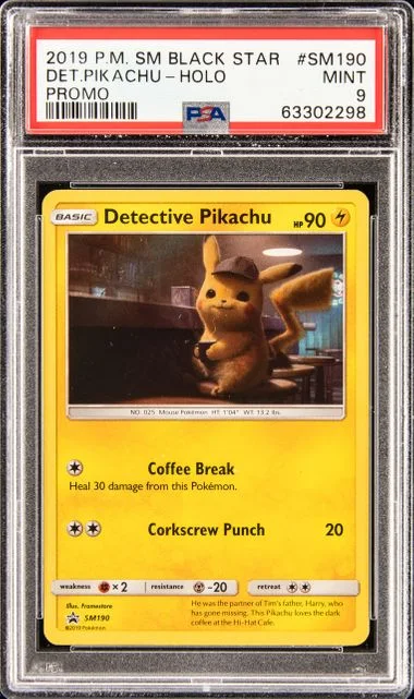 2019 Pokemon Sun & Moon Black Star Promo Holofoil Detective Pikachu #SM190 card image