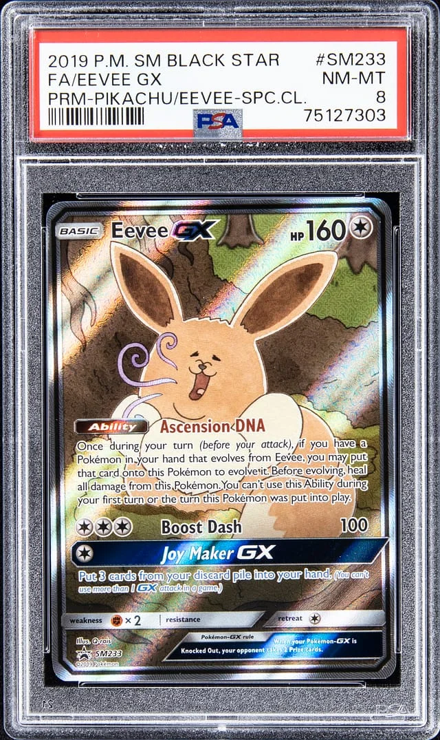 2019 Pokemon Sun & Moon Black Star Promo Pikachu GX & Eevee GX Special Collection Full Art Eevee GX #SM233 card image