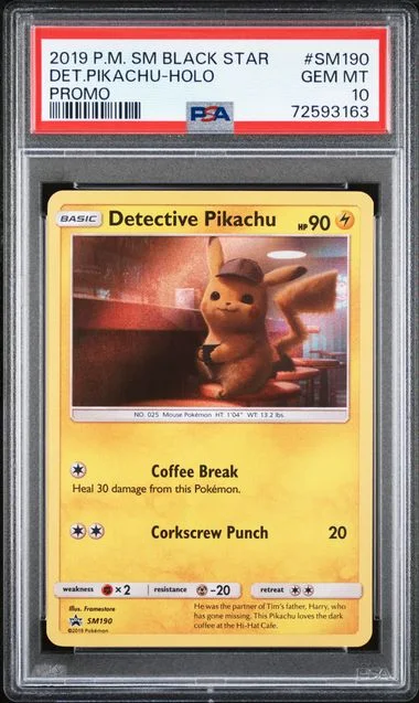 2019 Pokemon Sun & Moon Black Star Promo Rare Holofoil Detective Pikachu #SM190 card image