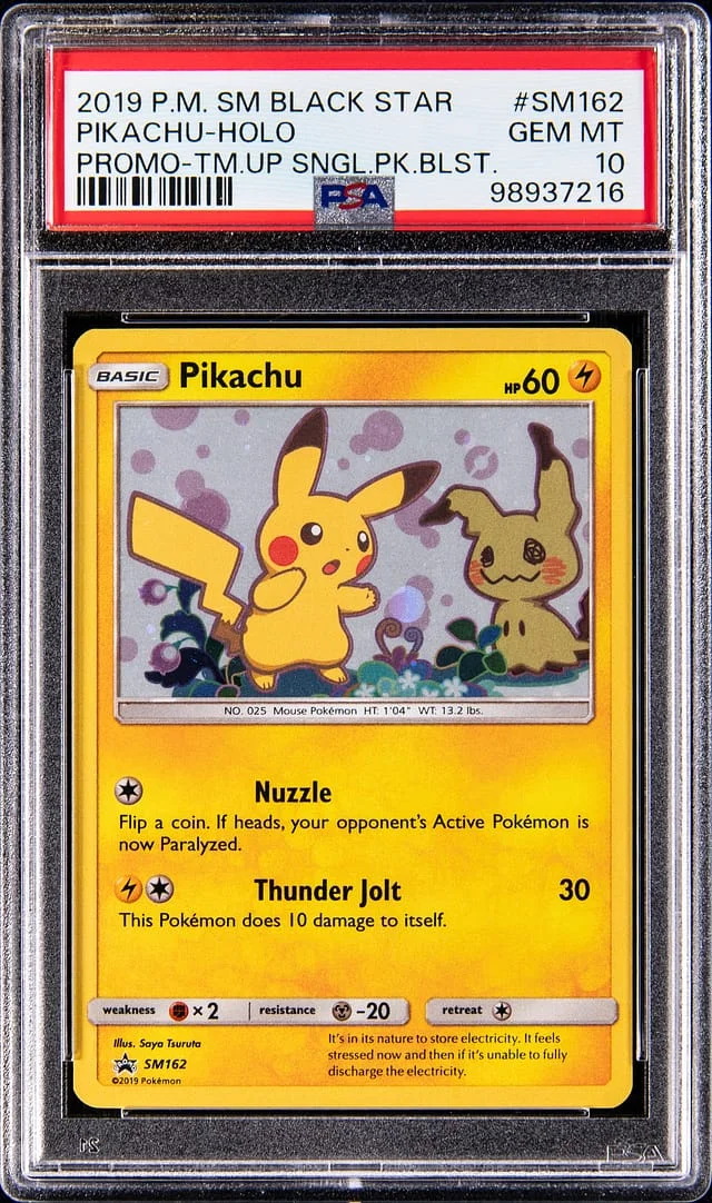 2019 Pokemon Sun & Moon Black Star Promo Team Up Single Pack Blister Holo Pikachu #SM162 card image