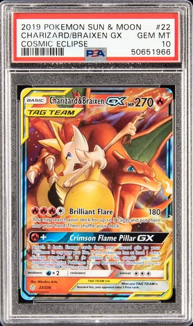 2019 Pokemon Sun & Moon Cosmic Eclipse Charizard & Braixen Gx #22 card image