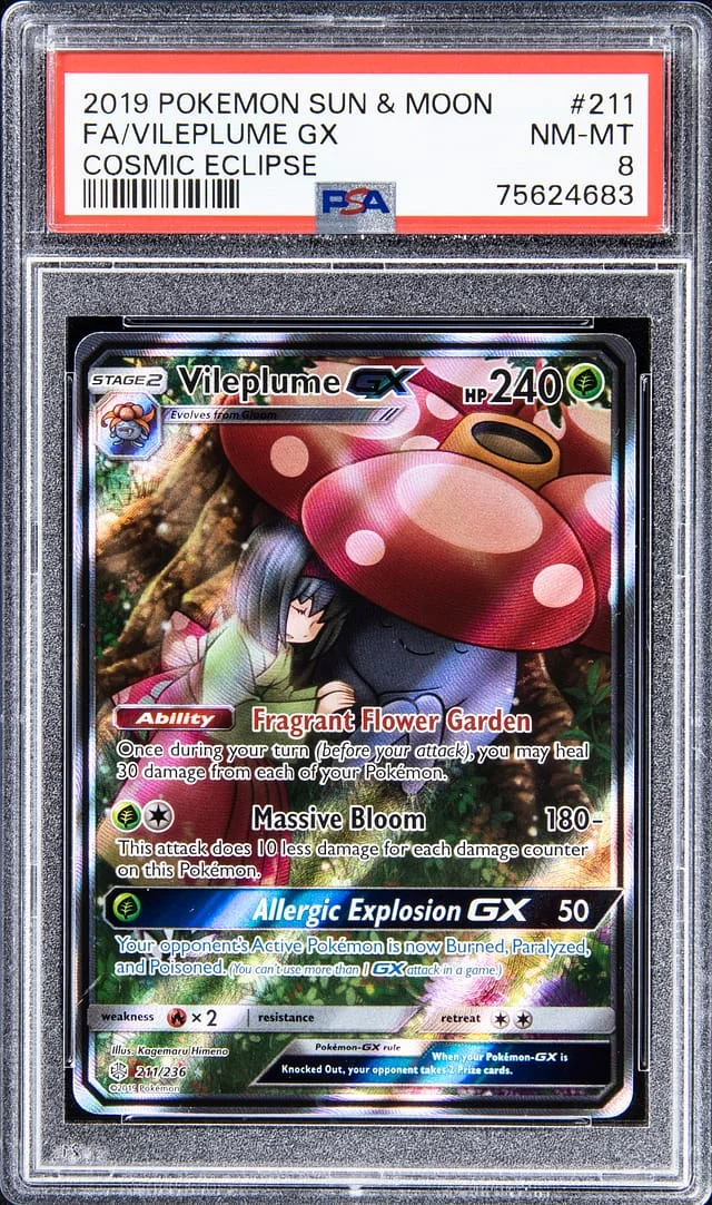 2019 Pokemon Sun & Moon Cosmic Eclipse Full Art Vileplume GX #211 card image