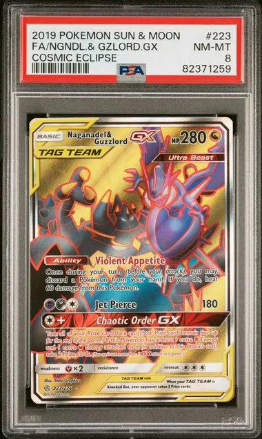 2019 Pokemon Sun & Moon Cosmic Eclipse Full Art/Naganadel & Guzzlord Gx #223 card image