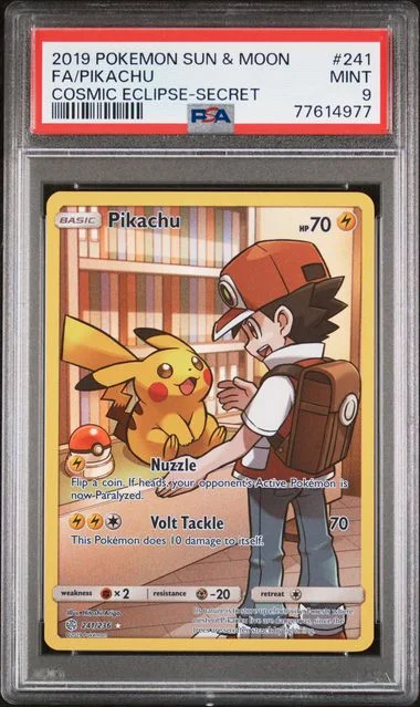 2019 Pokemon Sun & Moon Cosmic Eclipse Secret Full Art/Pikachu #241 card image