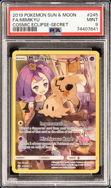 2019 Pokemon Sun & Moon Cosmic Eclipse Secret Rare Full Art Mimikyu #245 card image