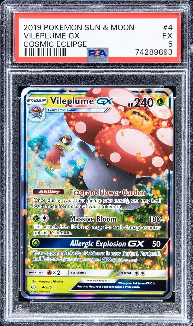 2019 Pokemon Sun & Moon Cosmic Eclipse Vileplume GX #4 card image