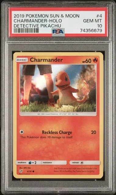 2019 Pokemon Sun & Moon Detective Pikachu Charmander-Holo #4 card image